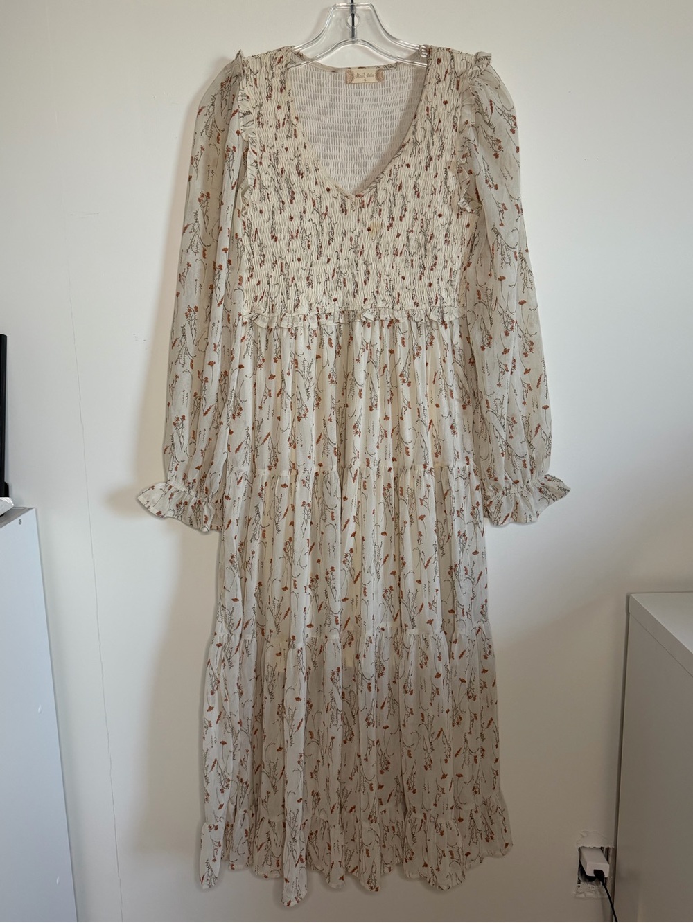 Altar'd State Cream Floral Long Sleeve Maxi Dress